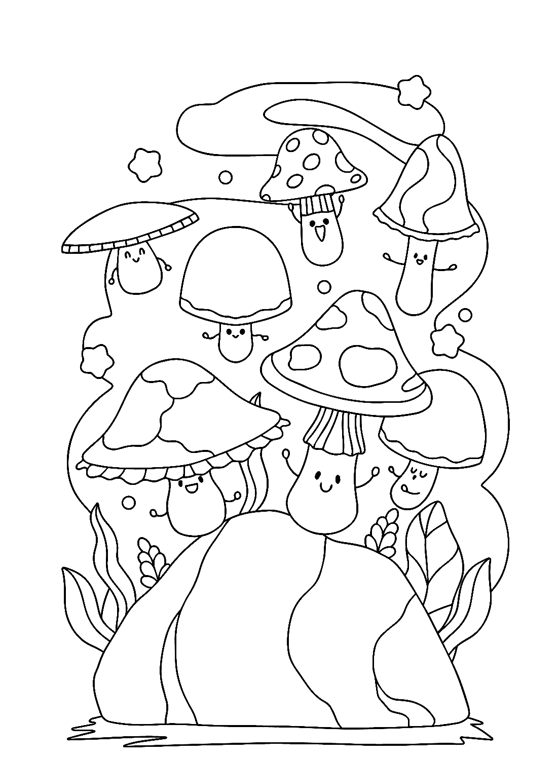 Adorables champignons imprimables de Mushroom