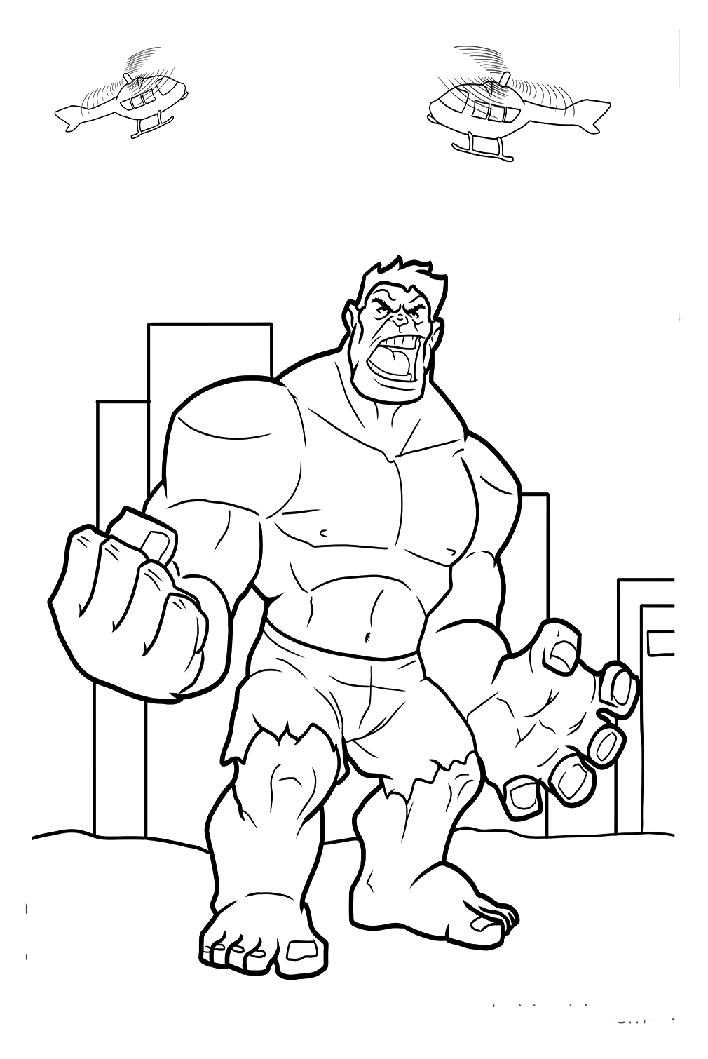 Página para colorear de Angry Hulk de Hulk