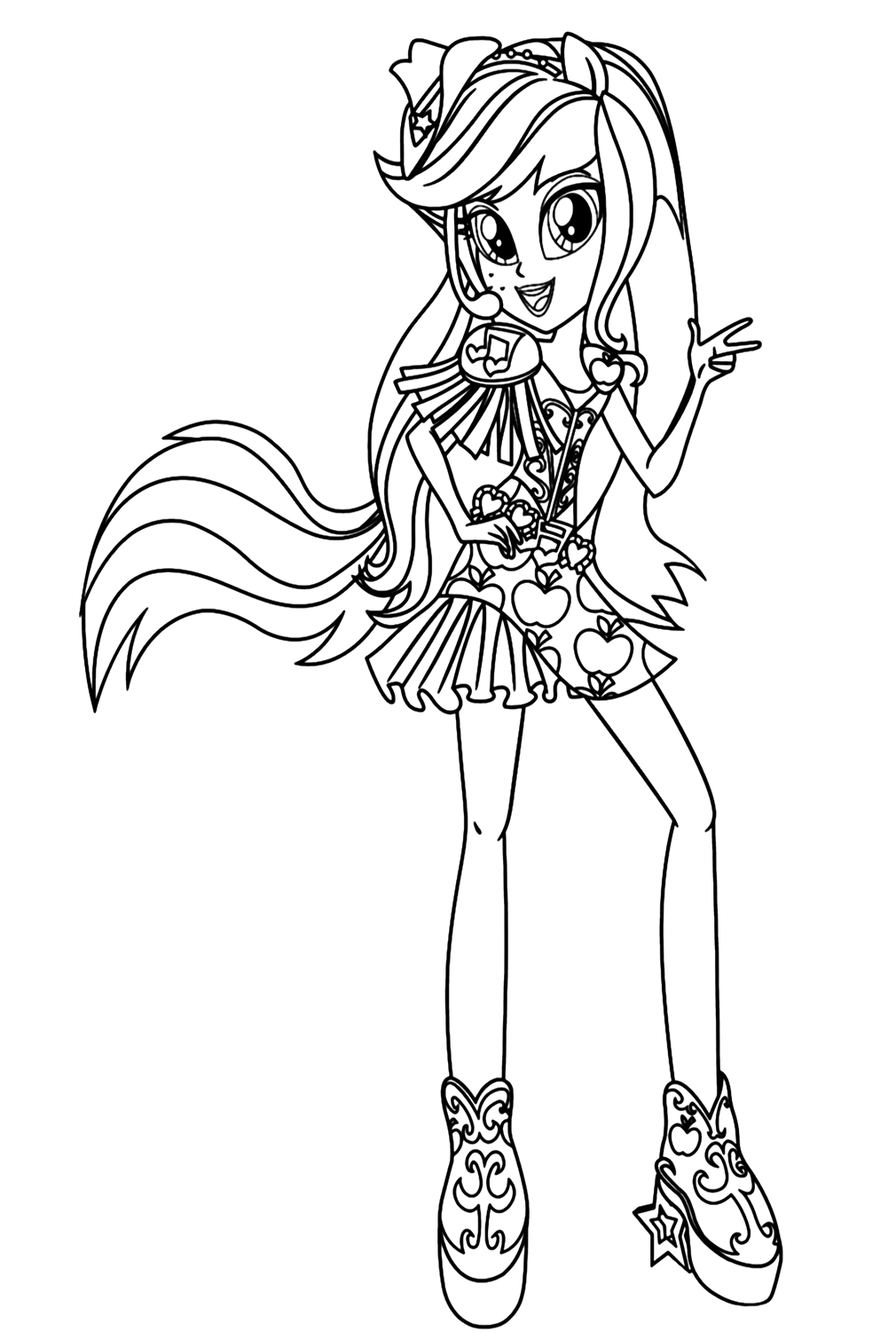 Desenho para colorir da menina de Applejack Equestria