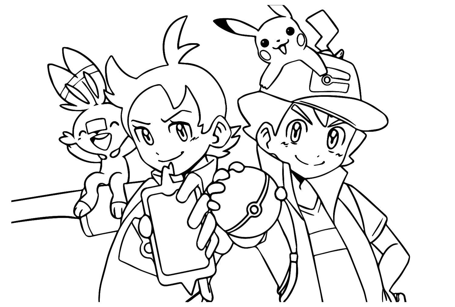 Ash, Goh Pokemon Images à colorier de Ash Ketchum
