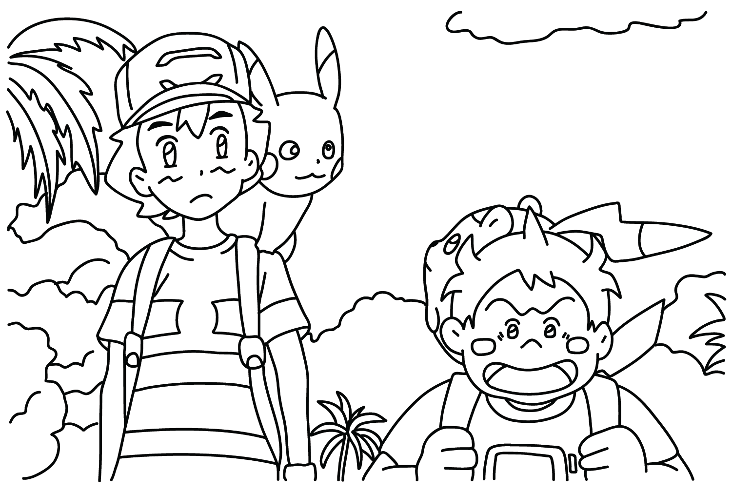 Ash, Sophocles Pokemon Coloring Page from Ash Ketchum