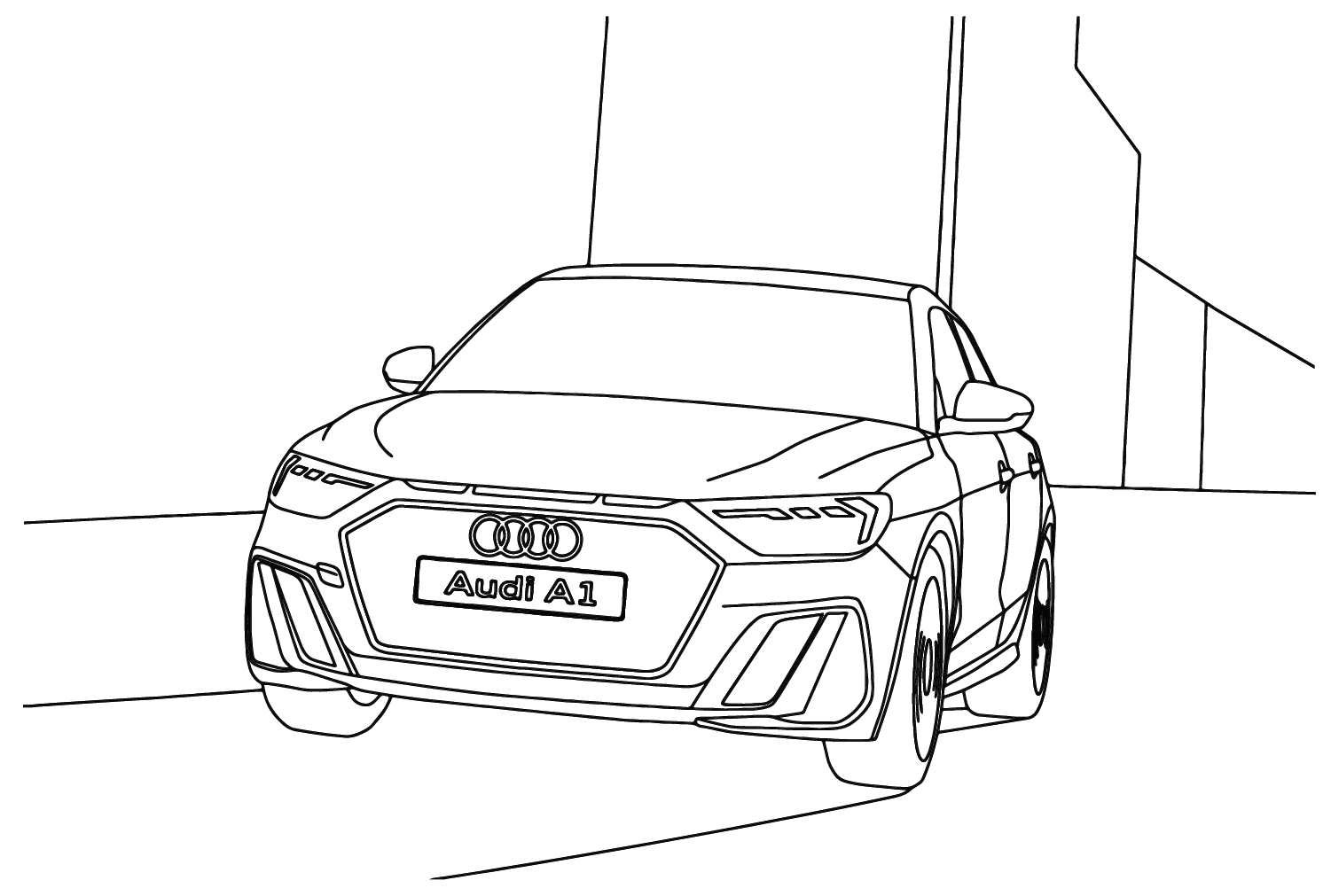 Audi A1 kleurplaat van Audi