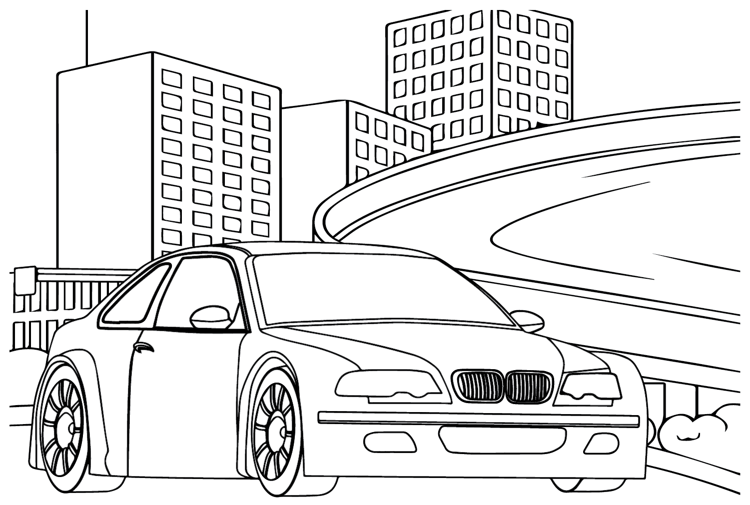 Página para colorir de carro de corrida BMW da BMW