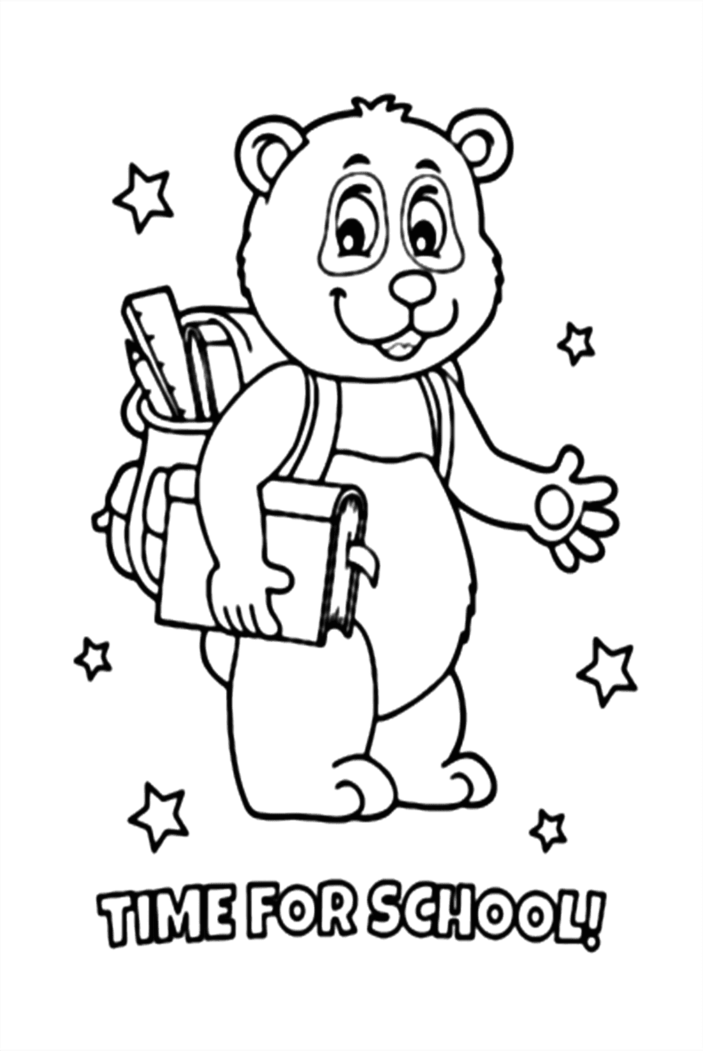 Bear On First Day Of School Coloring Page