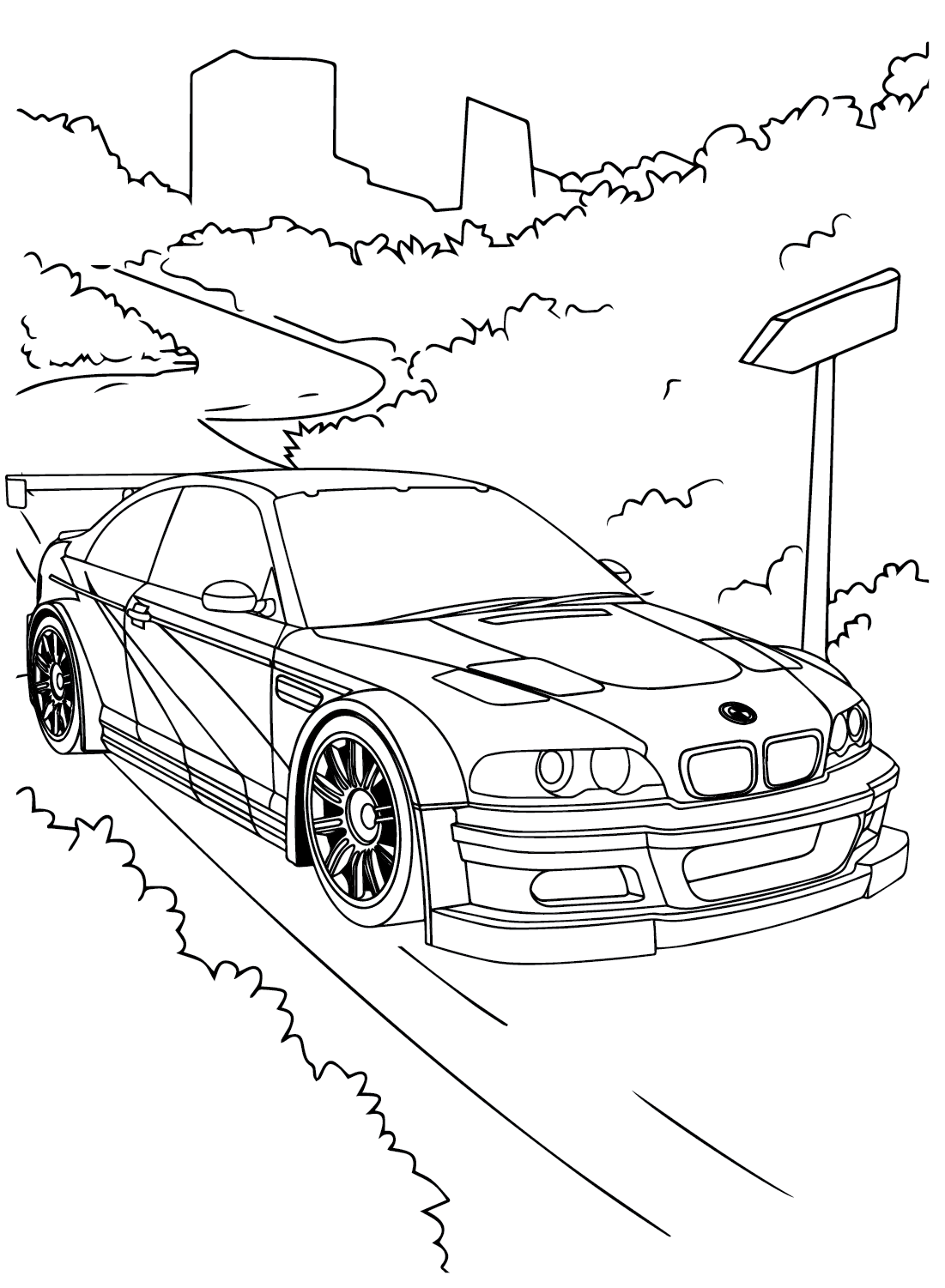 Página para colorir do BMW M3 GTR da BMW