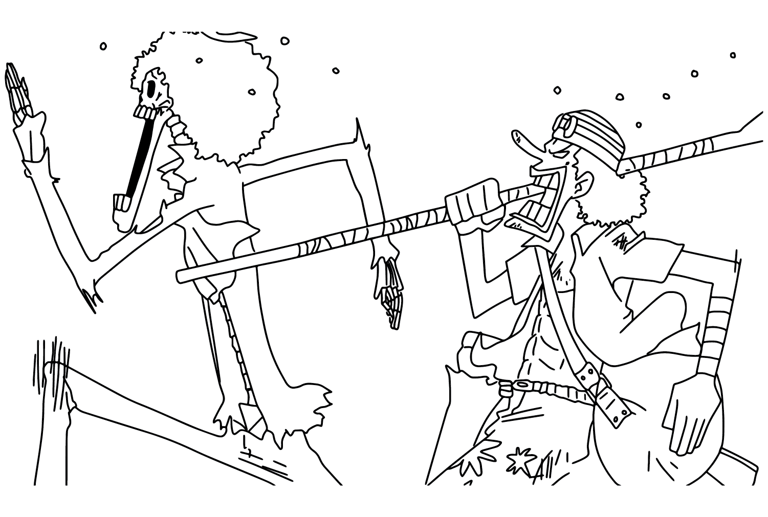 Brook and Usopp Coloring Page from Brook