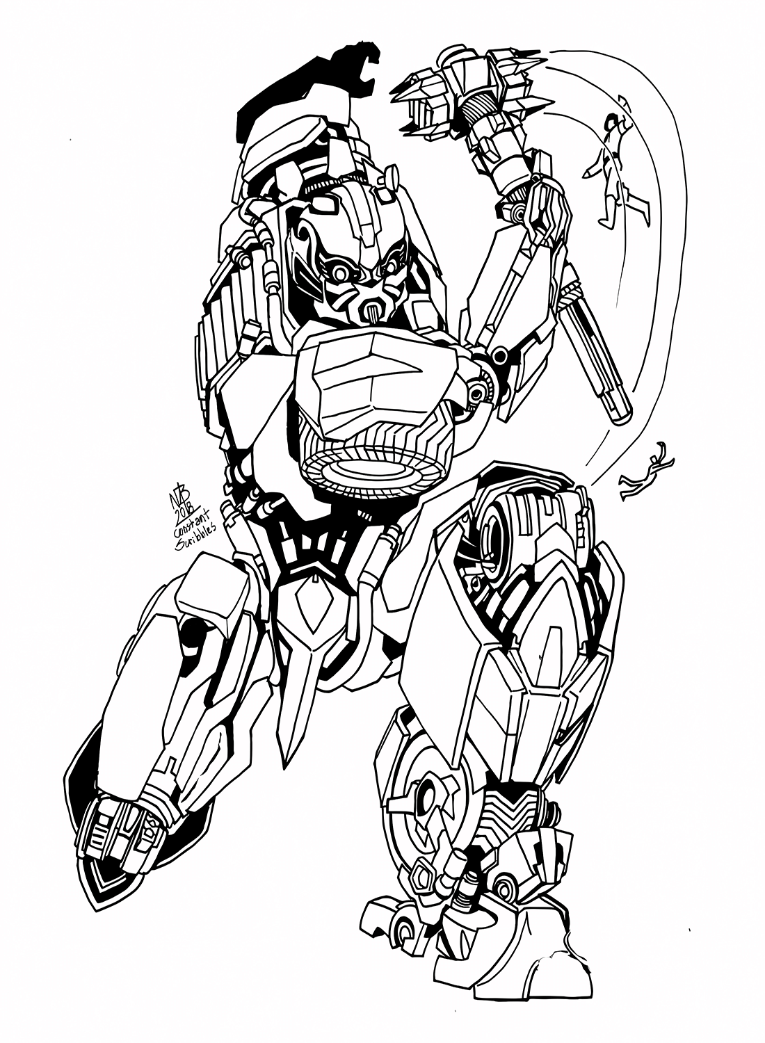 Bumblebee Action Printable Coloring Pages