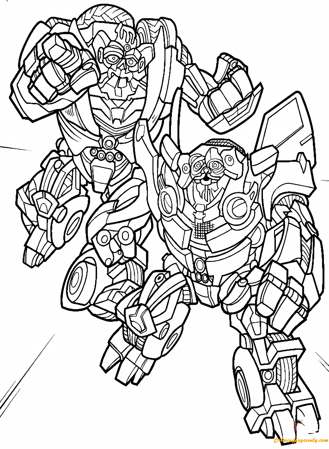 Bumblebee And Jazz Transformers Coloring Page