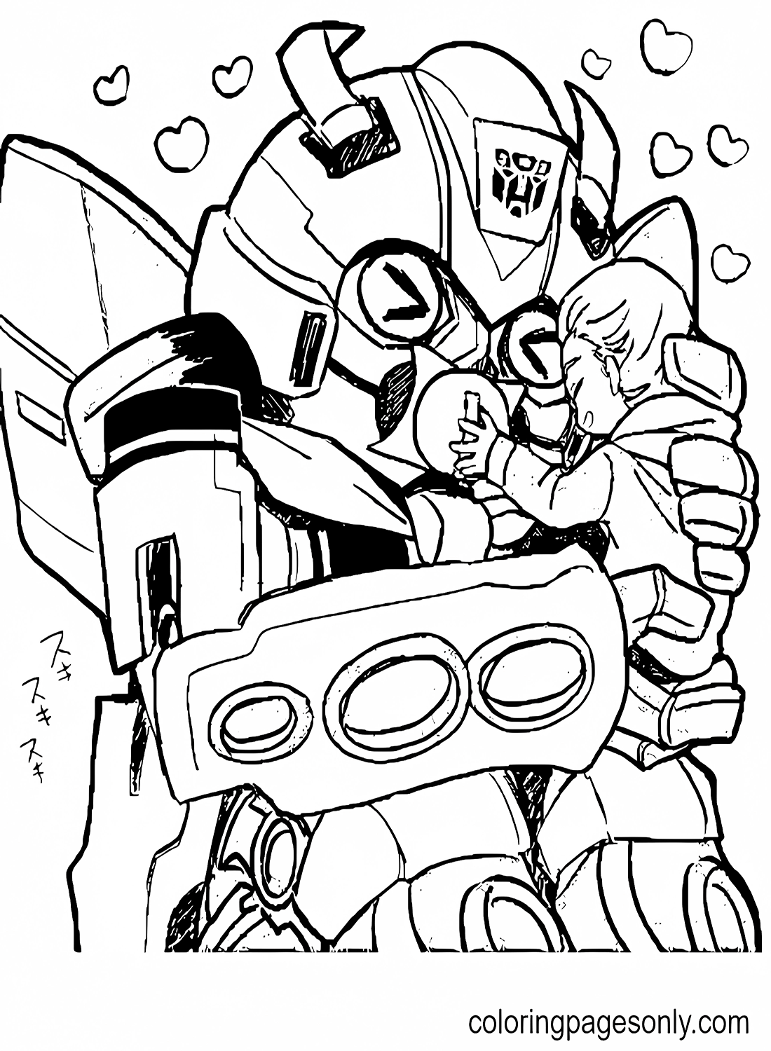 Bumblebee Hugging Charlie Coloring Pages