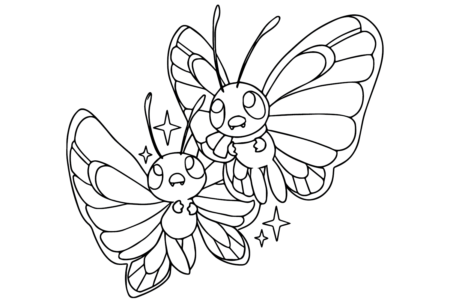 Butterfree Coloring Page Free from Butterfree