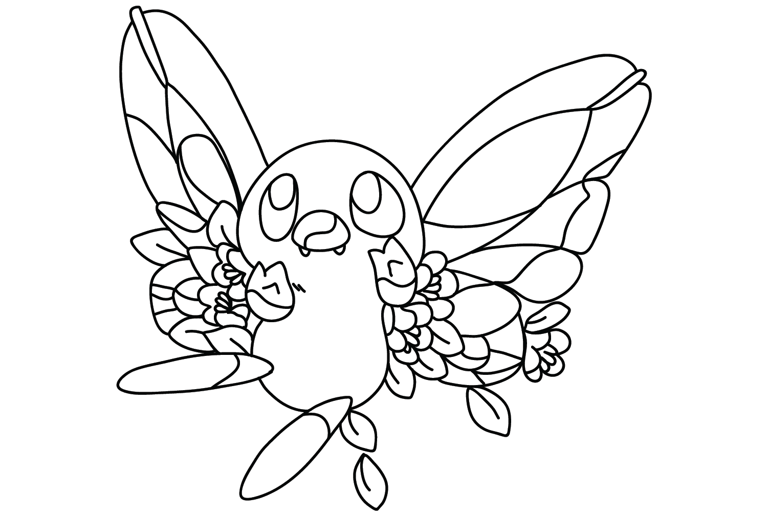 Butterfree 着色页 PNG 来自 Butterfree