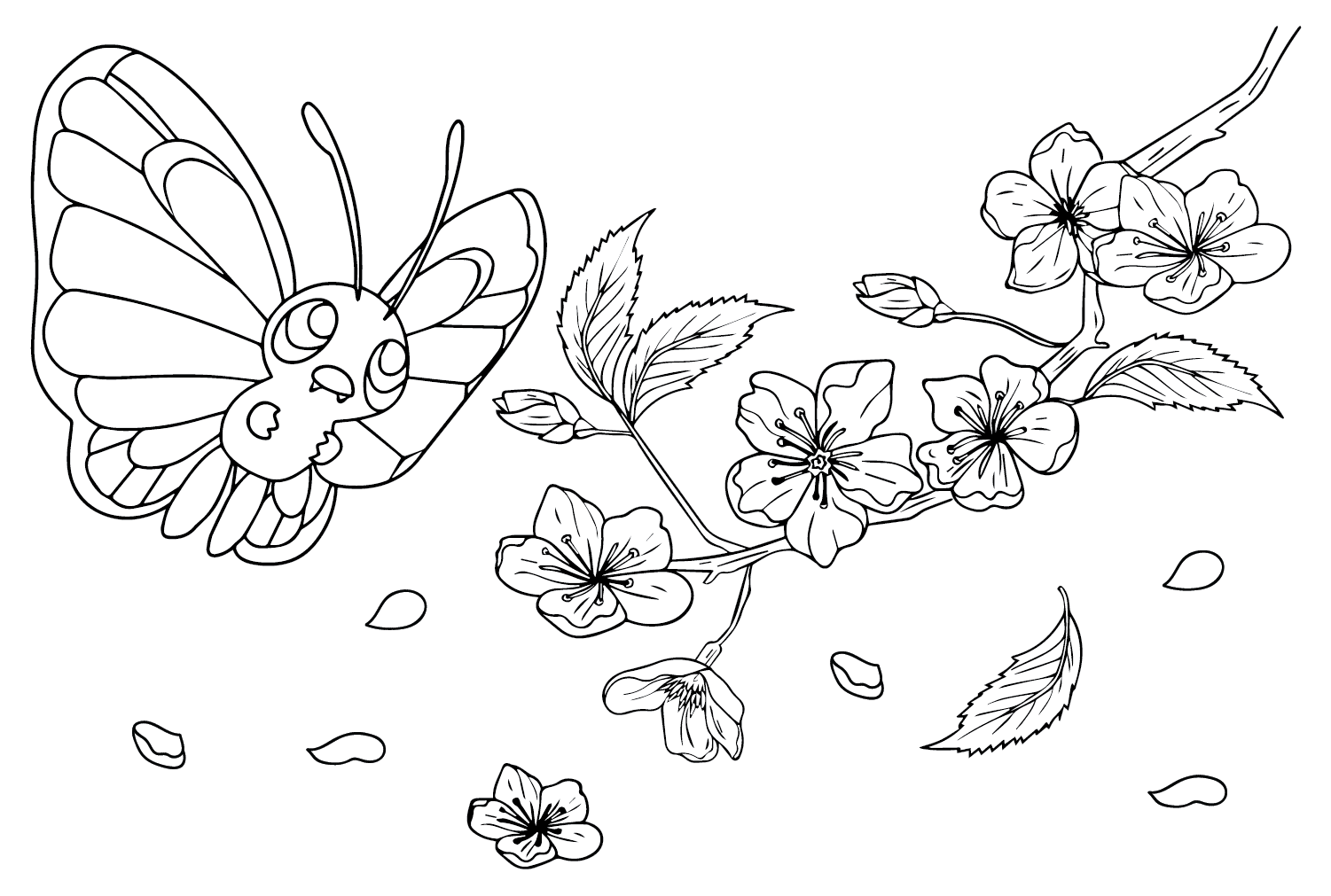 Butterfree Coloring Pages to for Kids from Butterfree