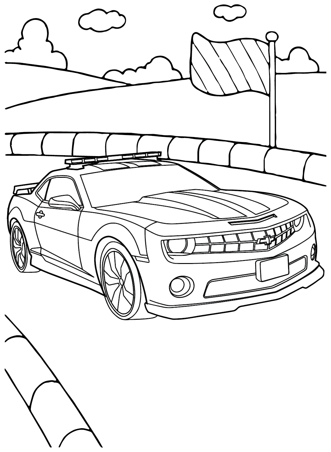 Página para colorir de carro de corrida Chevrolet Camaro da Chevrolet