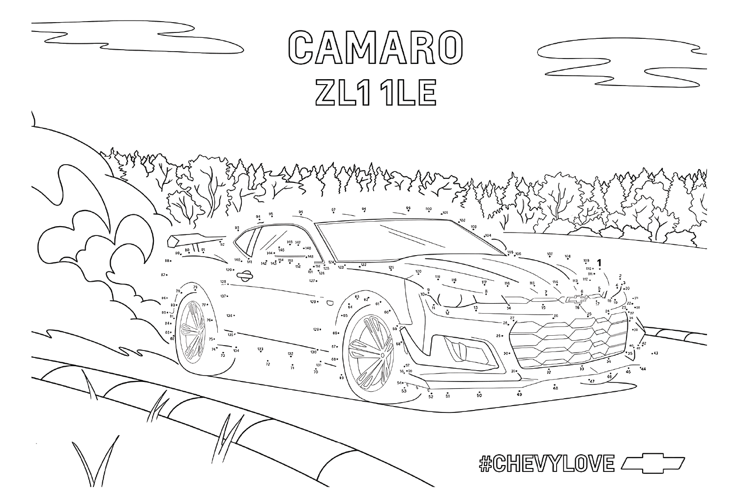 Desenho para colorir do Chevrolet Camaro ZL11LE da Chevrolet