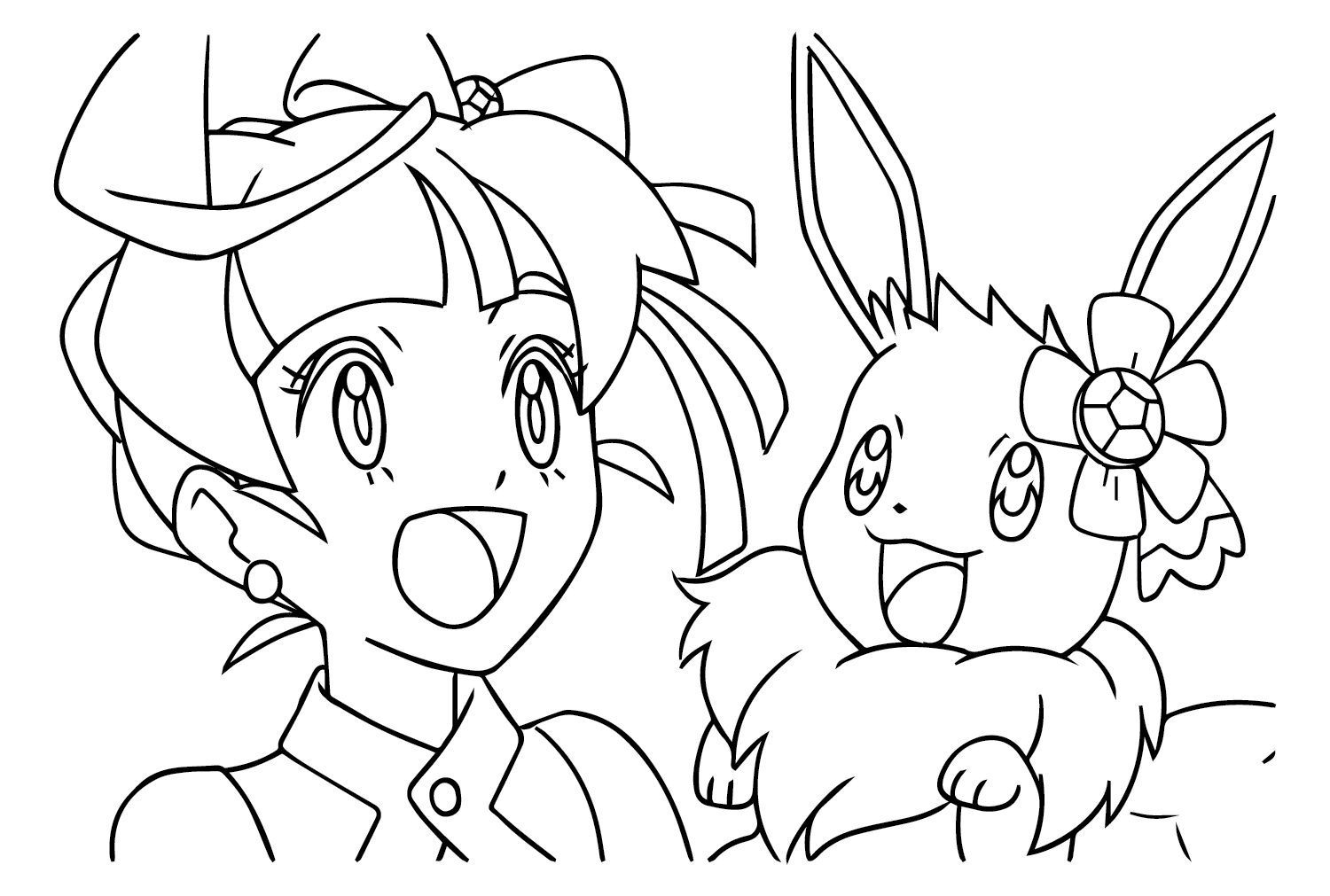 Chloe Cerise y Eevee Imágenes de Pokémon para colorear de Eevee