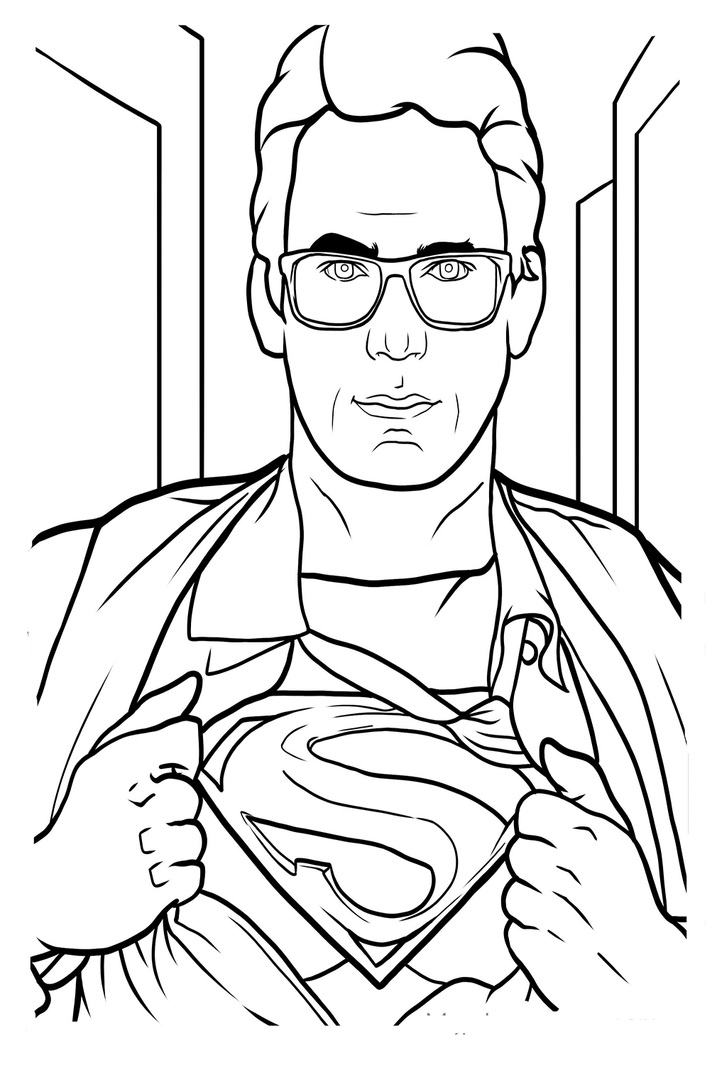 Pagina da colorare di Superman di Clark Kent da Superman