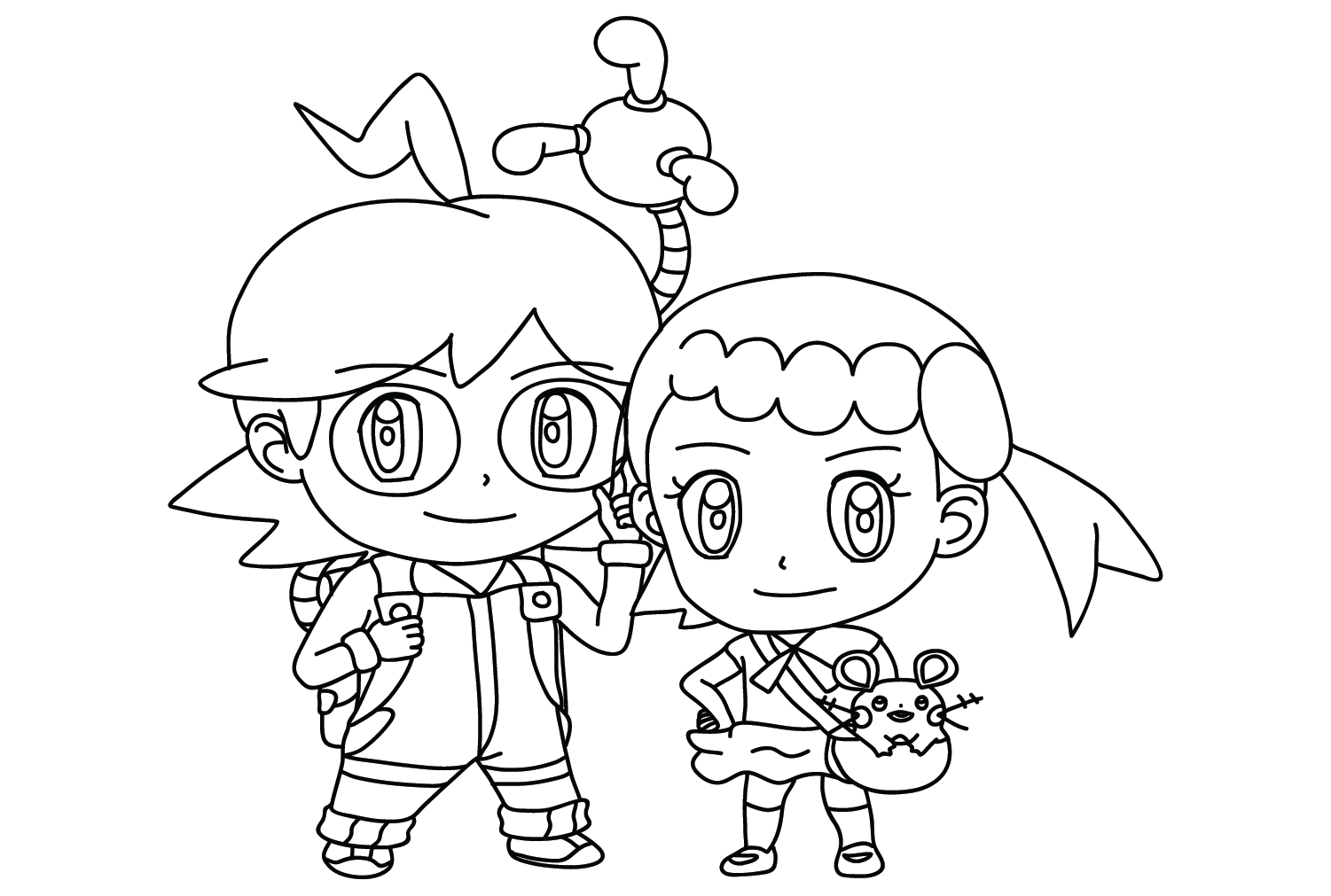 Clemont with Bonnie Coloring Page from Bonnie Pokemon