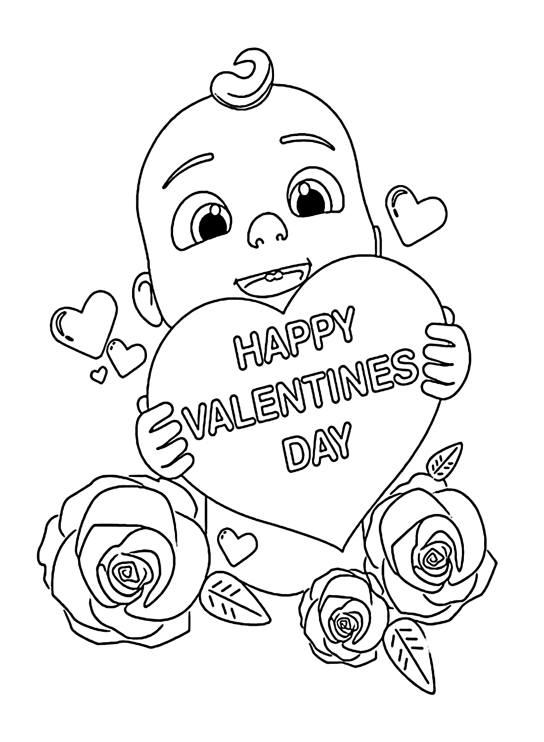 Раскраски Кокомелон ко Дню святого Валентина от Cocomelon