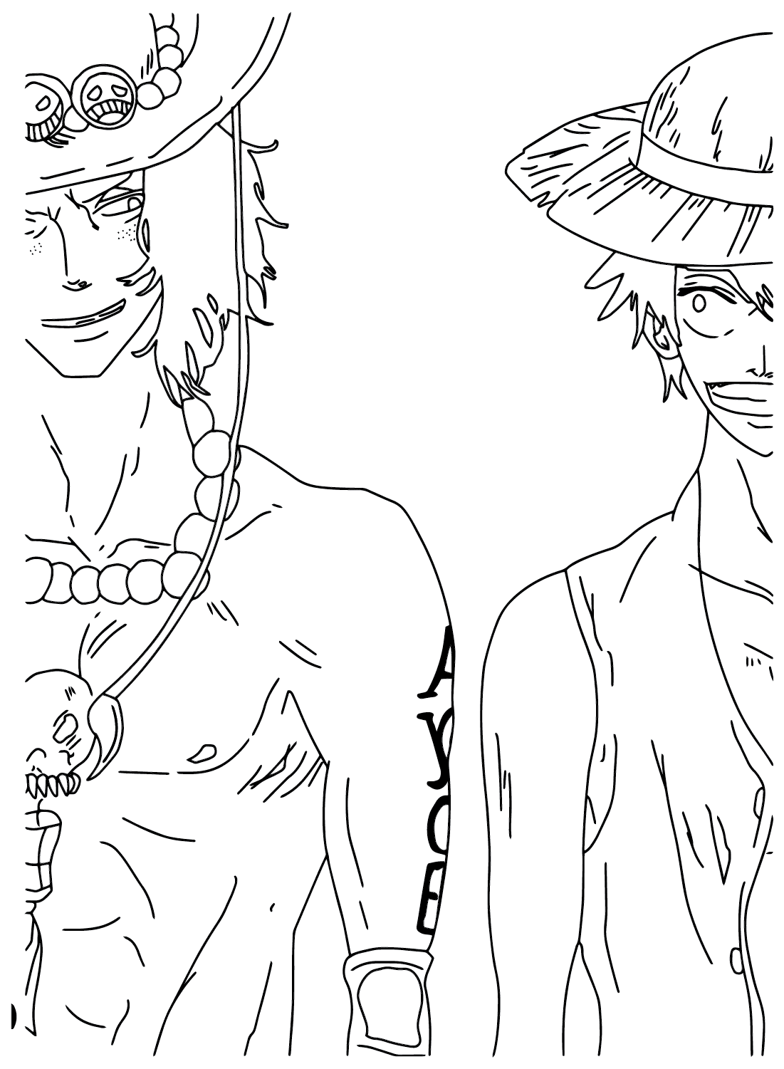 Coloring Page Ace and Luffy from Portgas D. Ace