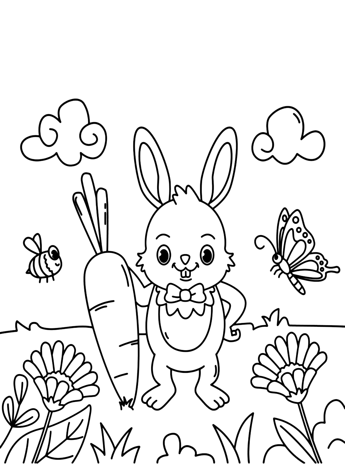Coloring Page Carrot and Bunny