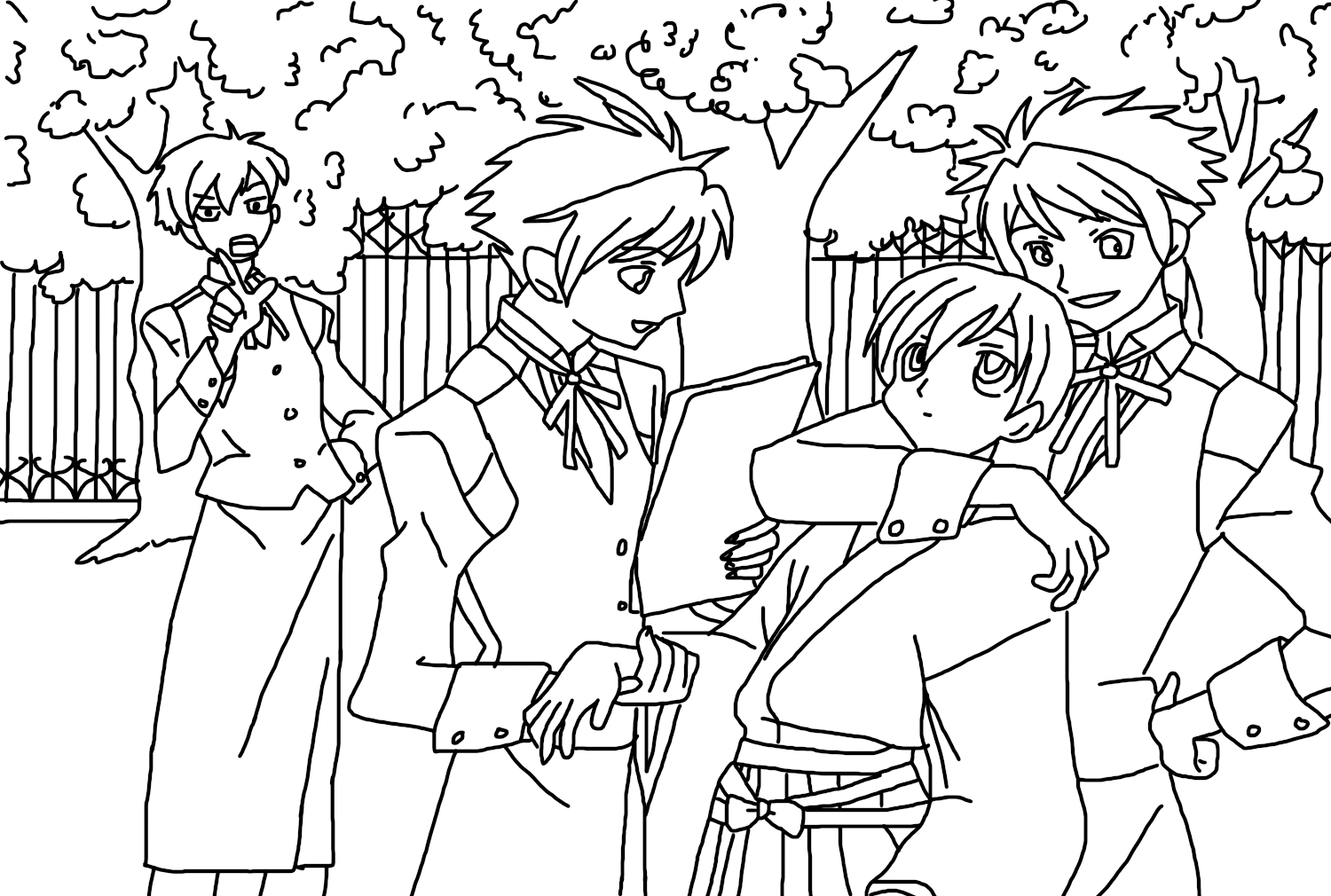 Coloring Page Ouran High School Host Club from Haruhi Fujioka
