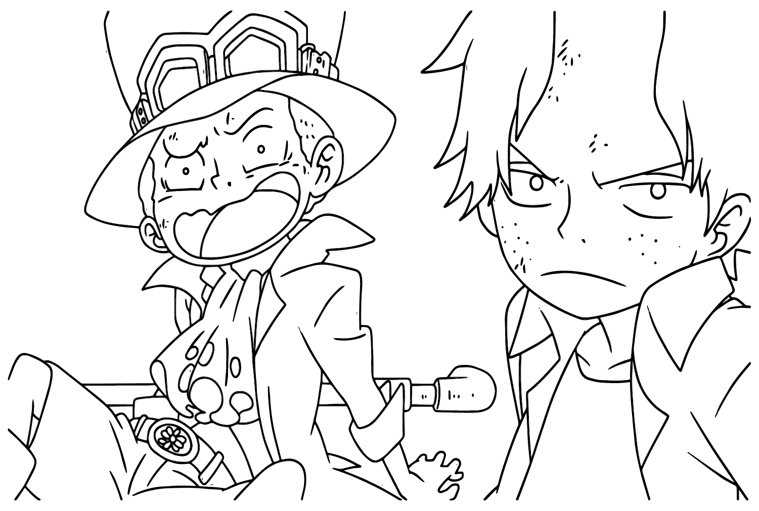 Coloring Page Sabo and Ace