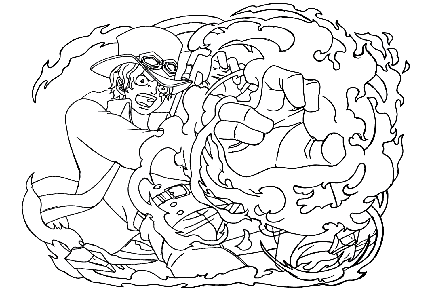 Dibujo para colorear Sabo de One Piece de Sabo