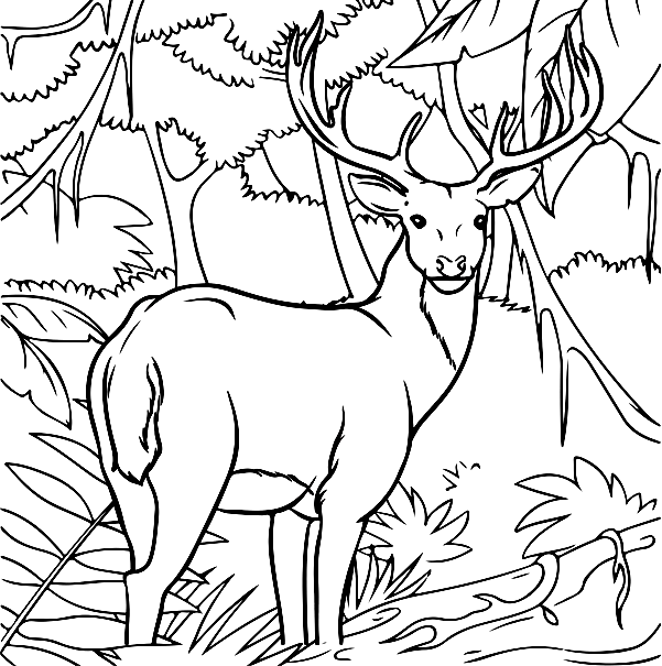 可从 Deer 打印的鹿着色页