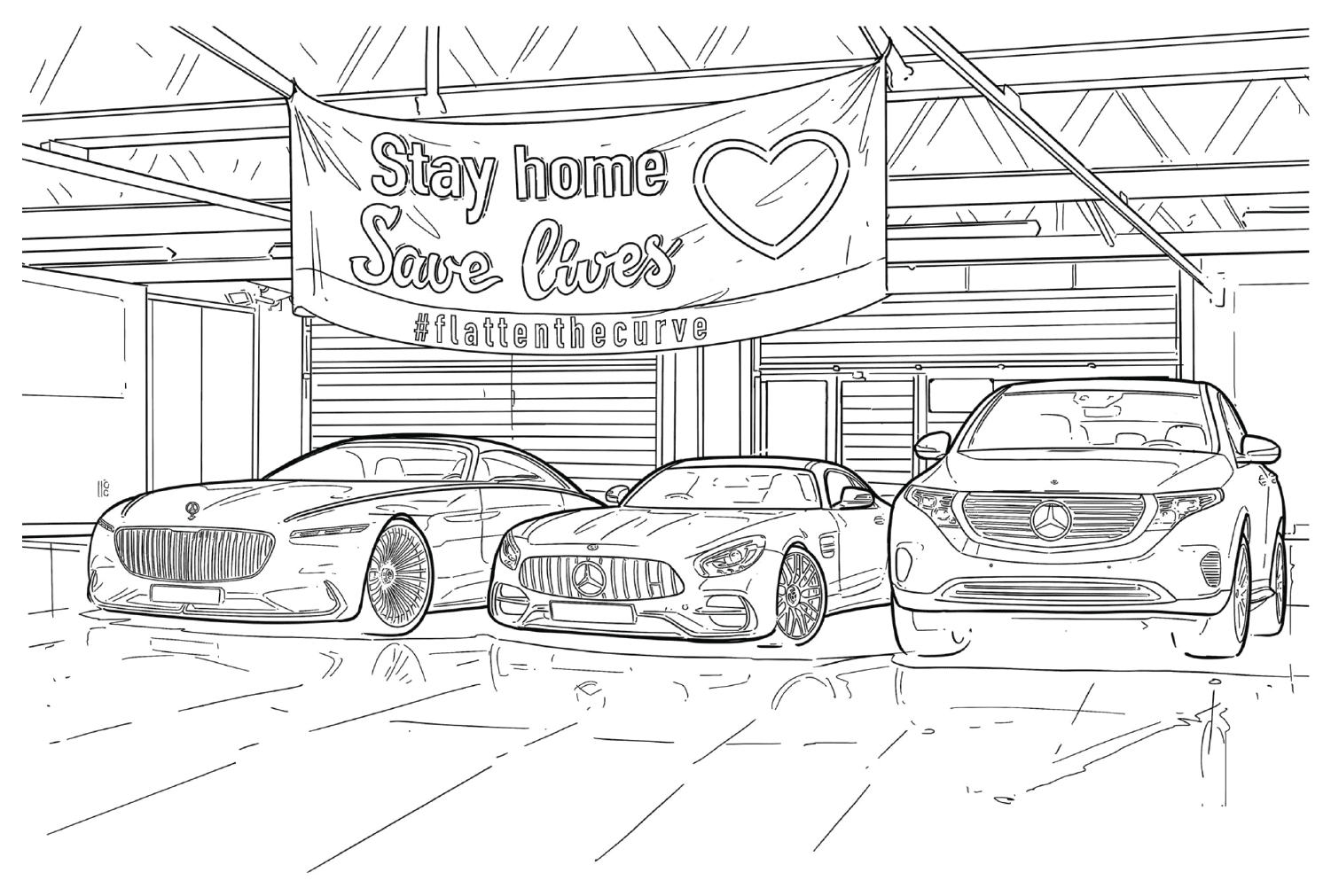 Desenho da página para colorir da Mercedes-Benz da Mercedes-Benz