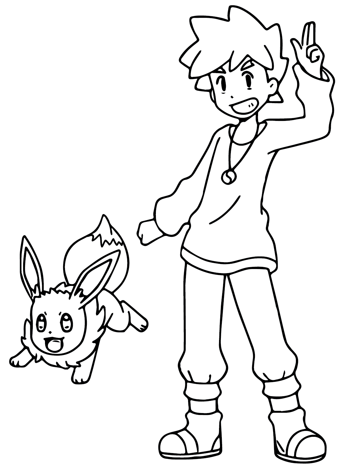 Eevee Pokemon, Gary Oak Coloring Page from Eevee