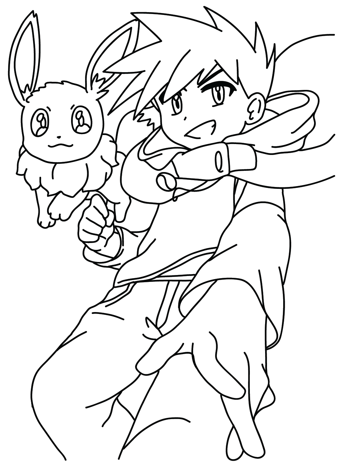 Eevee Pokemon and Gary Oak to Color from Eevee