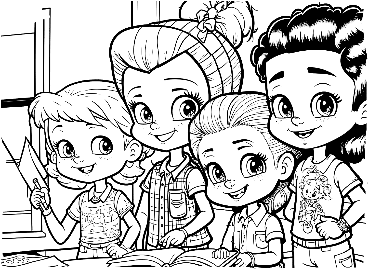 First Day Of School Coloring Page PNG