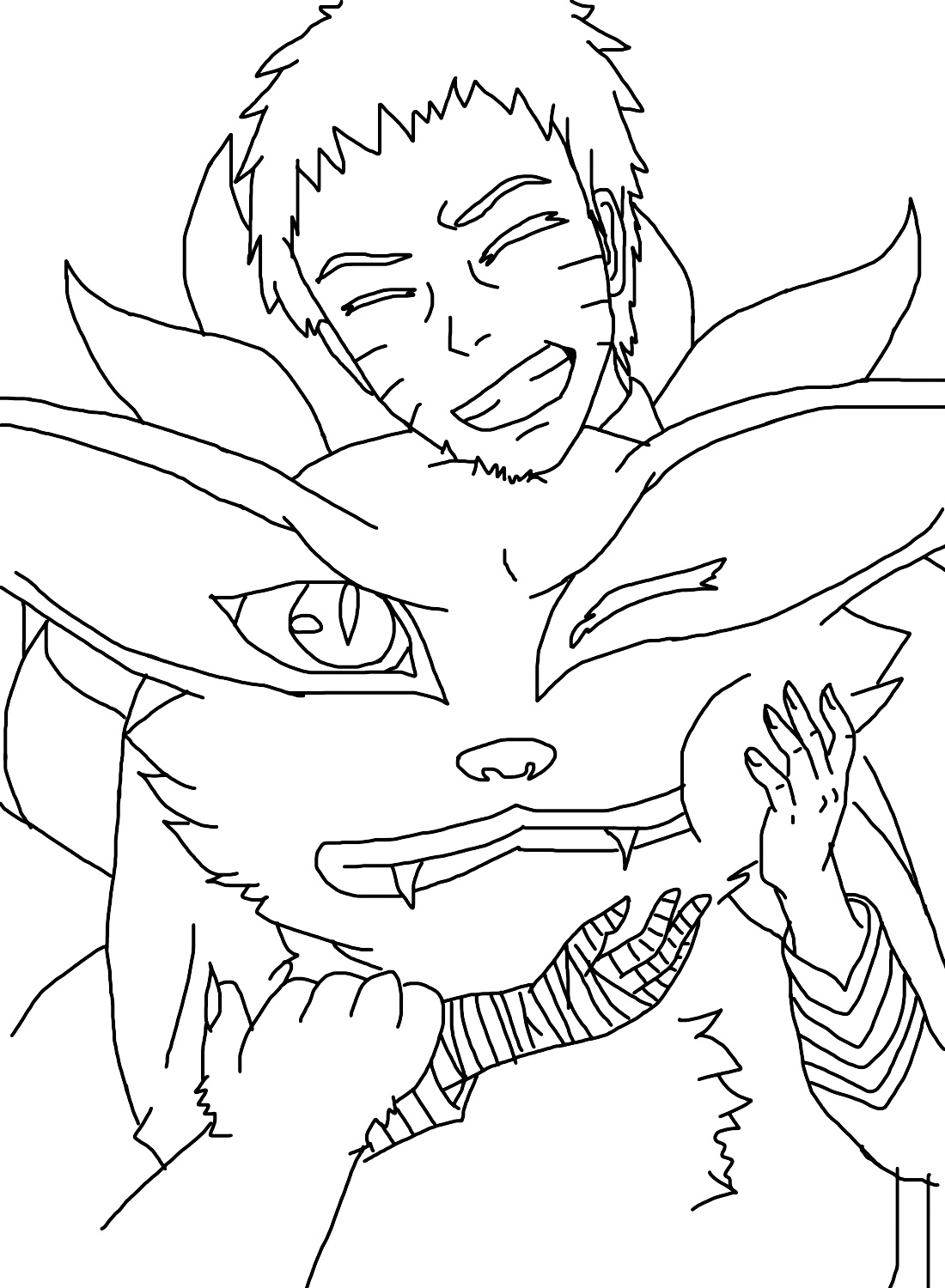 Free Kurama and Naruto Coloring Page from Kurama