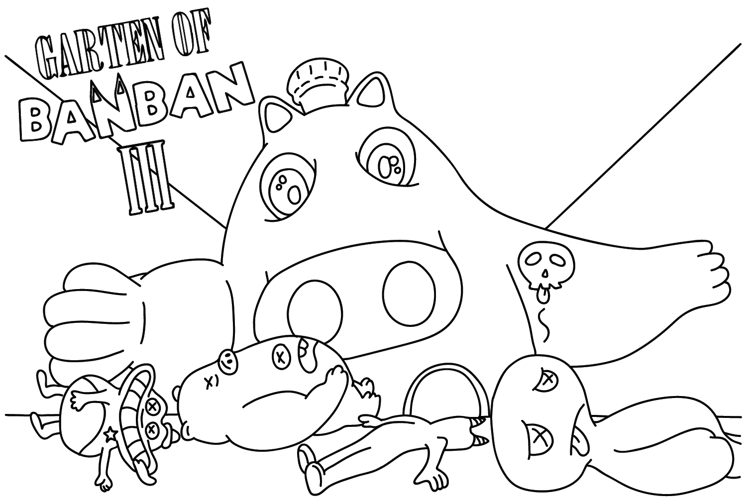 Página para colorir de todos os personagens do Jardim de Banban 3 -  Desenhos para colorir gratuitos para impressão