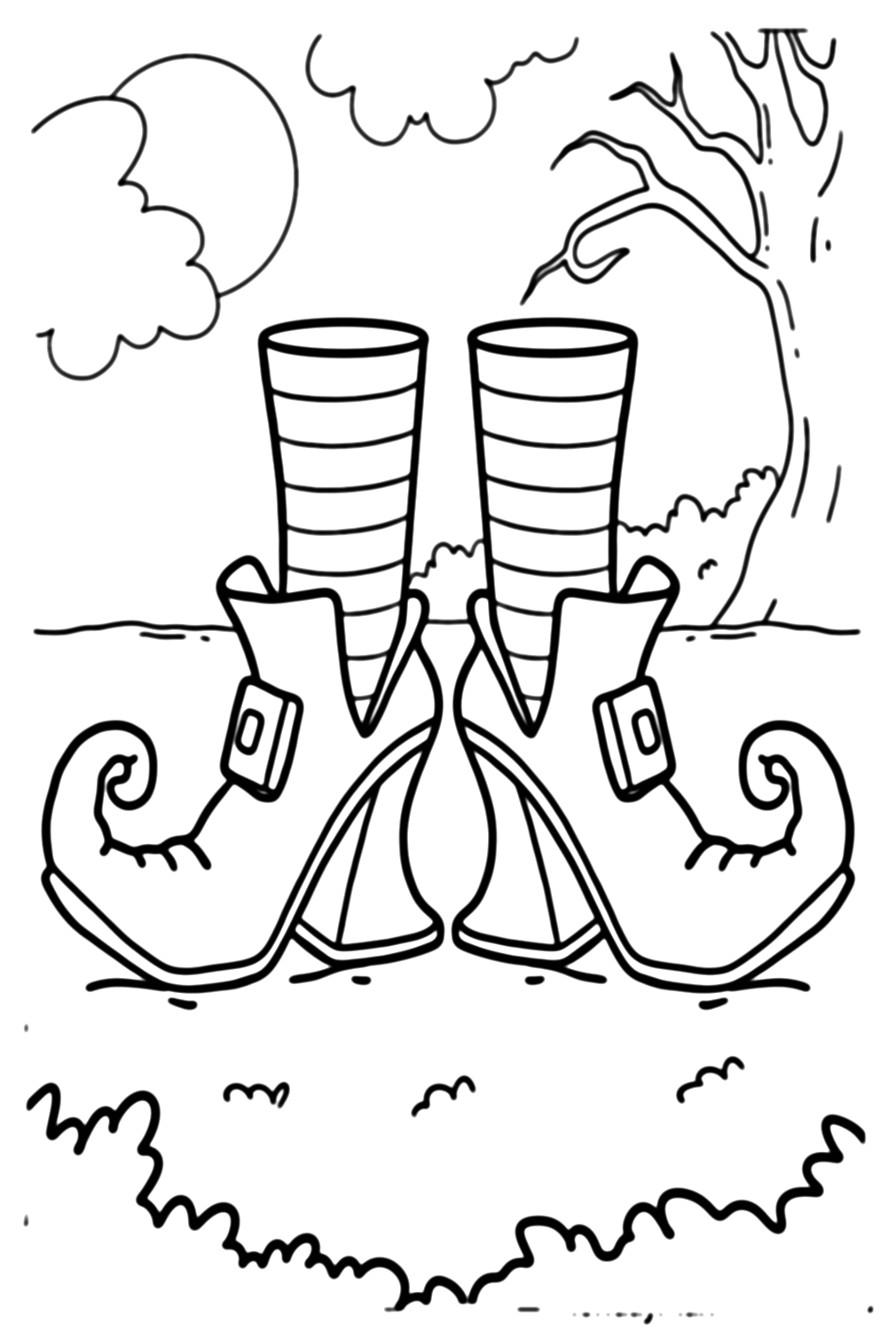 Halloween Witch Boots Coloring Page