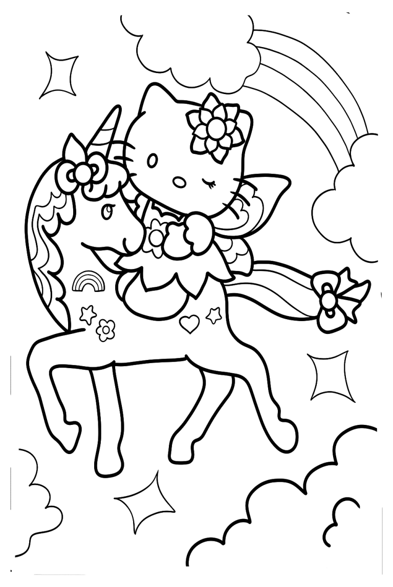 Unicorn Kitty Coloring Coloring Pages