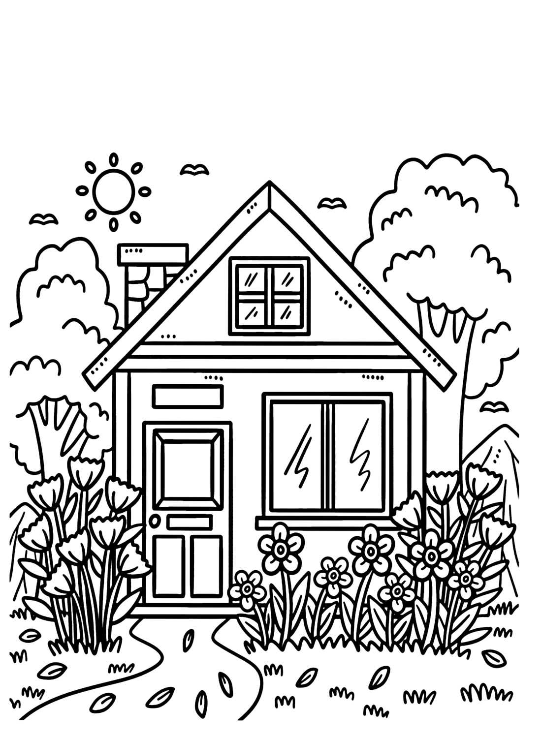 House and garden coloring sheet