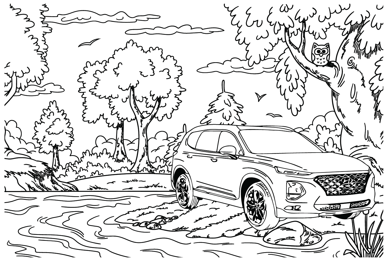 Hyundai Car to Color - Free Printable Coloring Pages