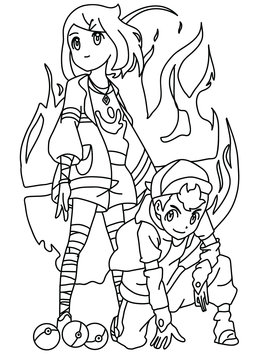 Liko and Roy Pokemon Coloring Page from Liko Pokemon
