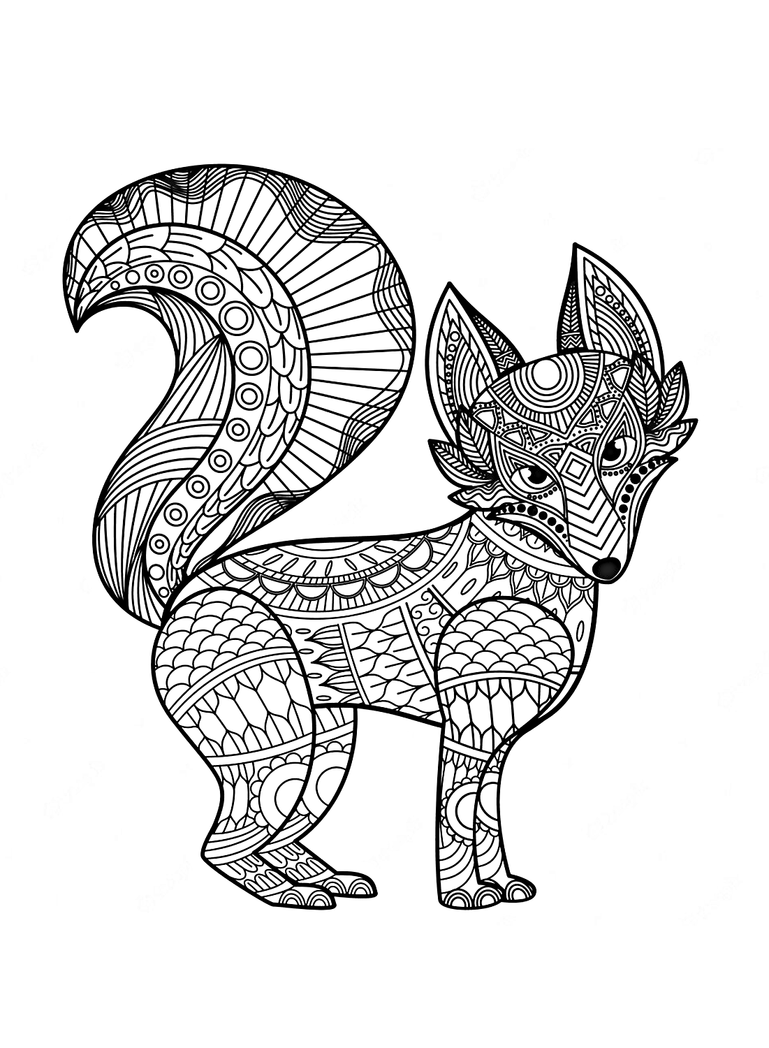 Página en color de mandala zorro de Fox