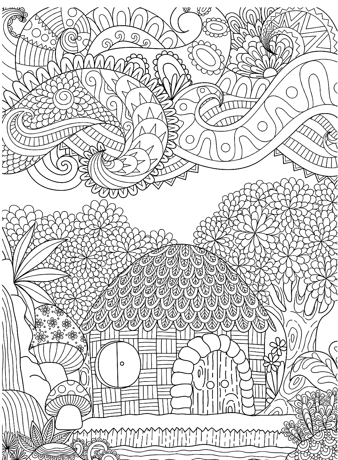 Mandala gardens coloring page