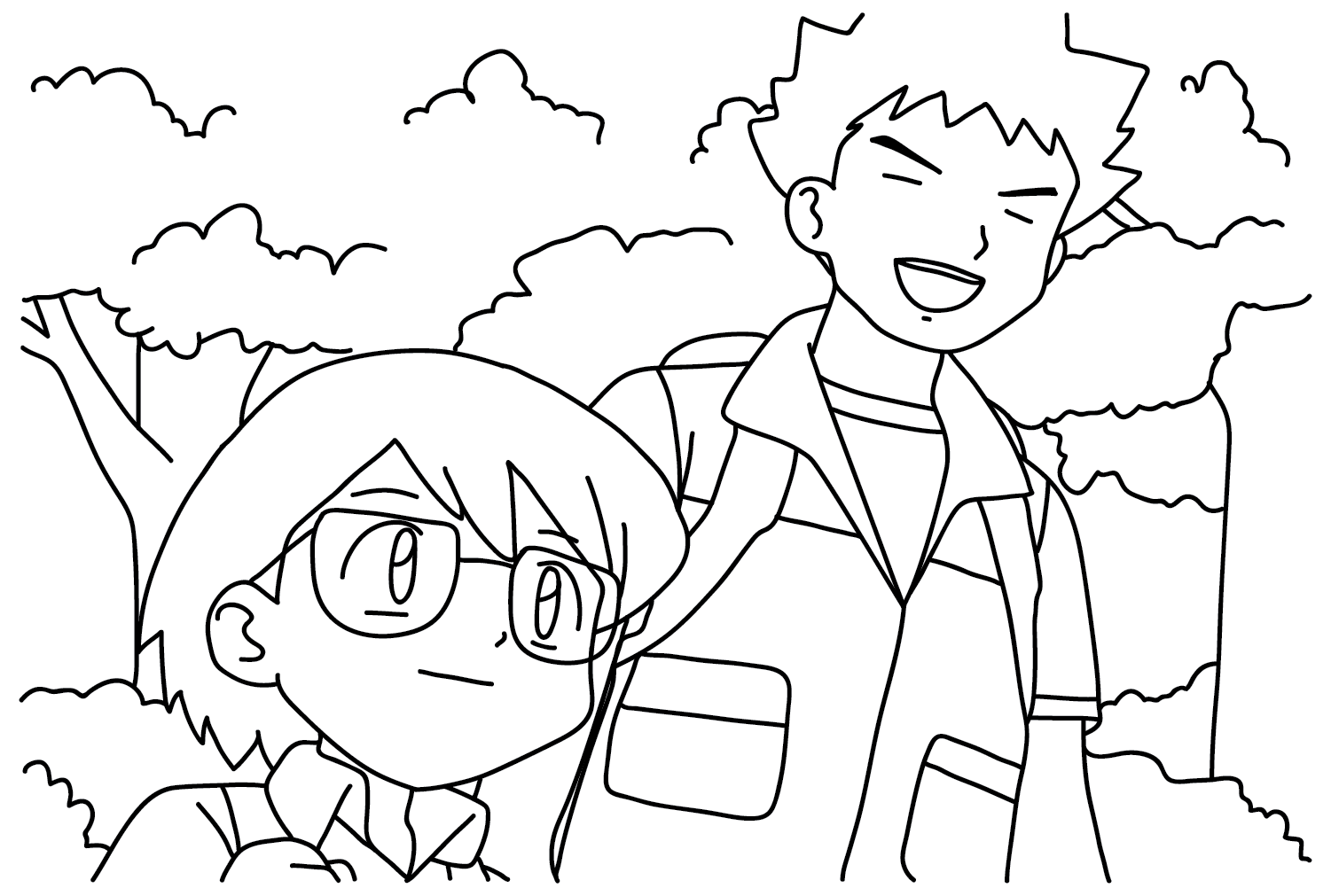Max and Brock Pokemon Coloring Page