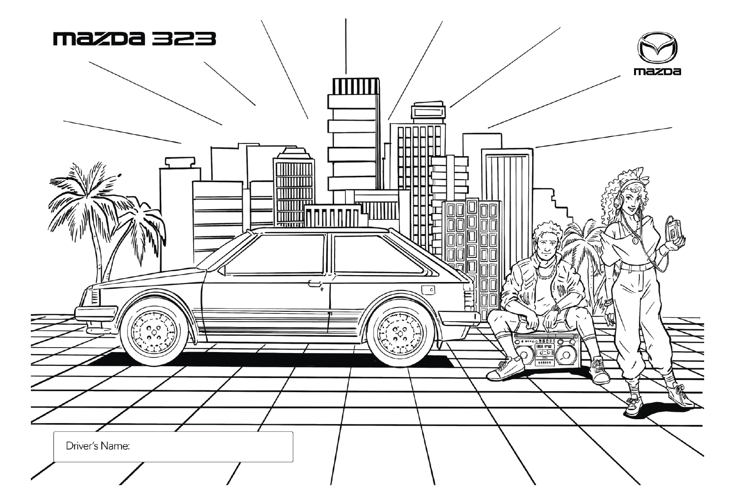 Página para colorir Mazda 323 da Mazda