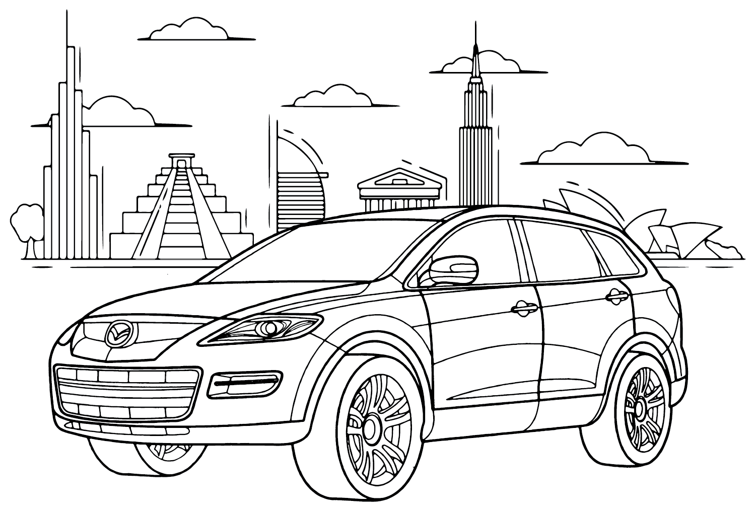 Mazda CX-9 Coloring Page to Print from Mazda
