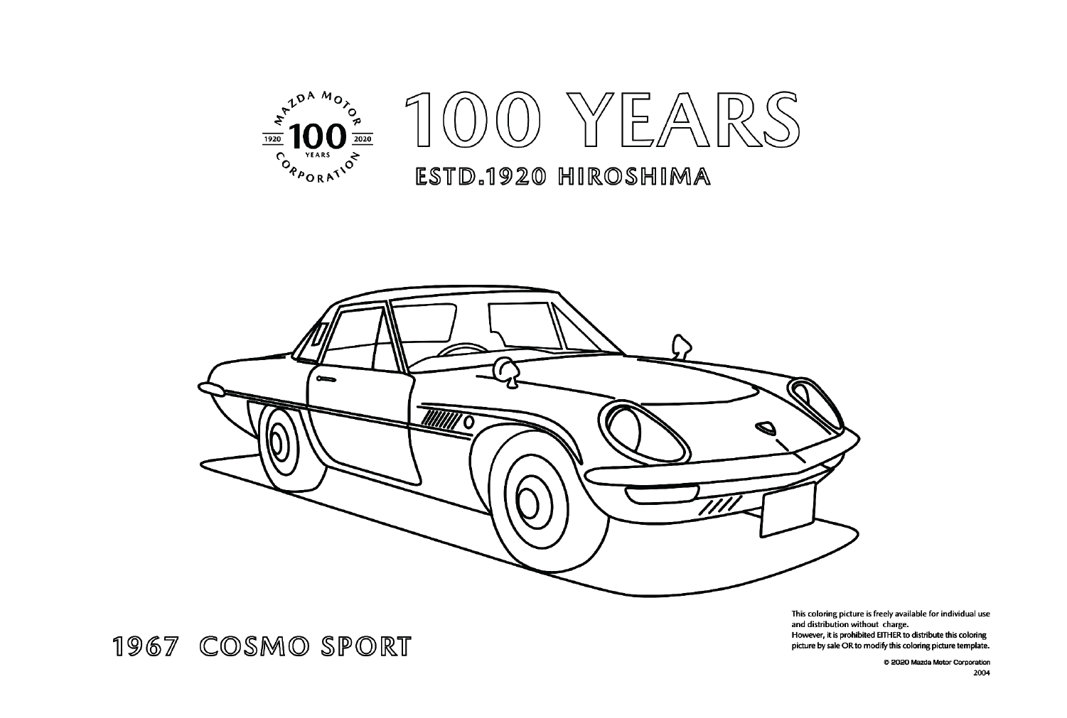 Mazda Cosmo Sport Color Page from Mazda