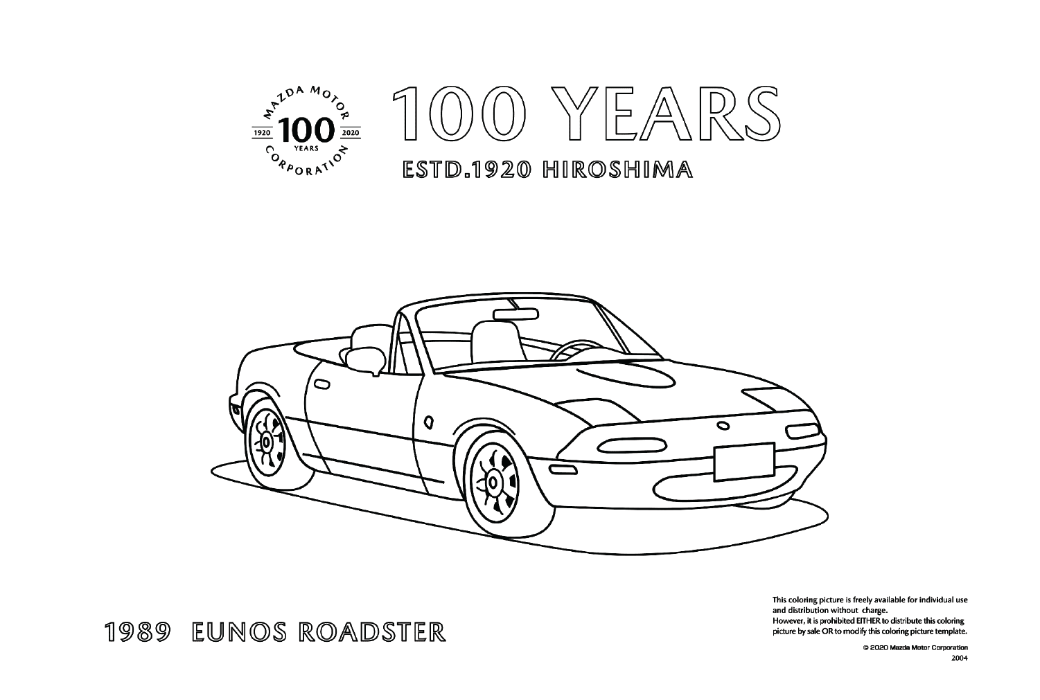 Mazda Eunos Roadster Coloring Page from Mazda