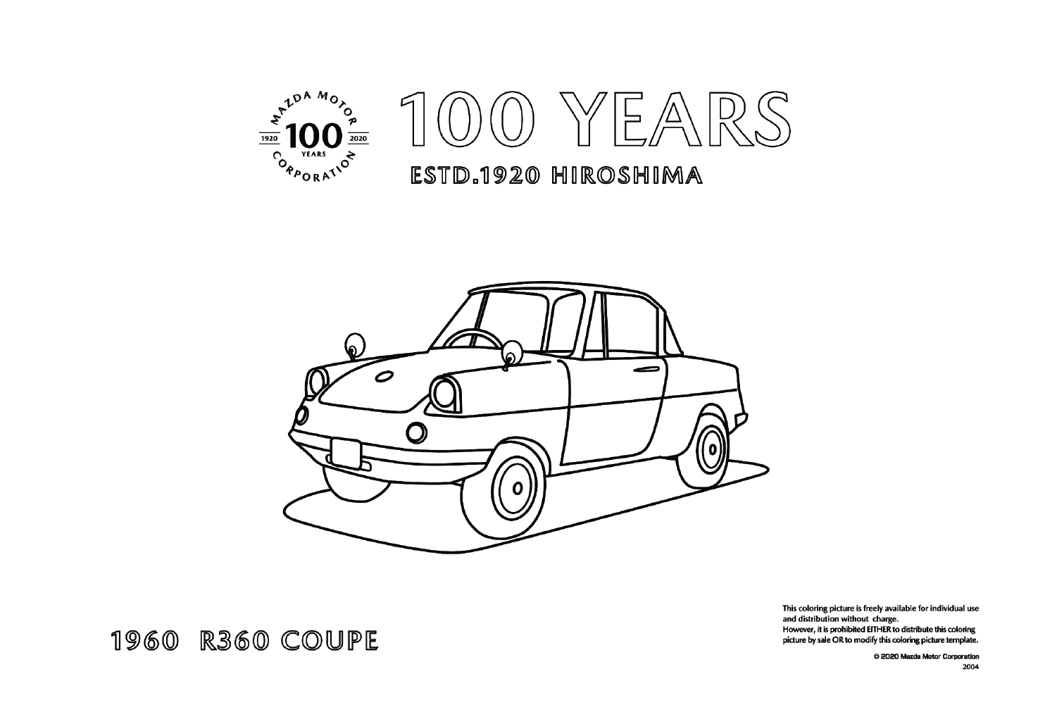 Mazda R360 Coupe Coloring Page Free from Mazda