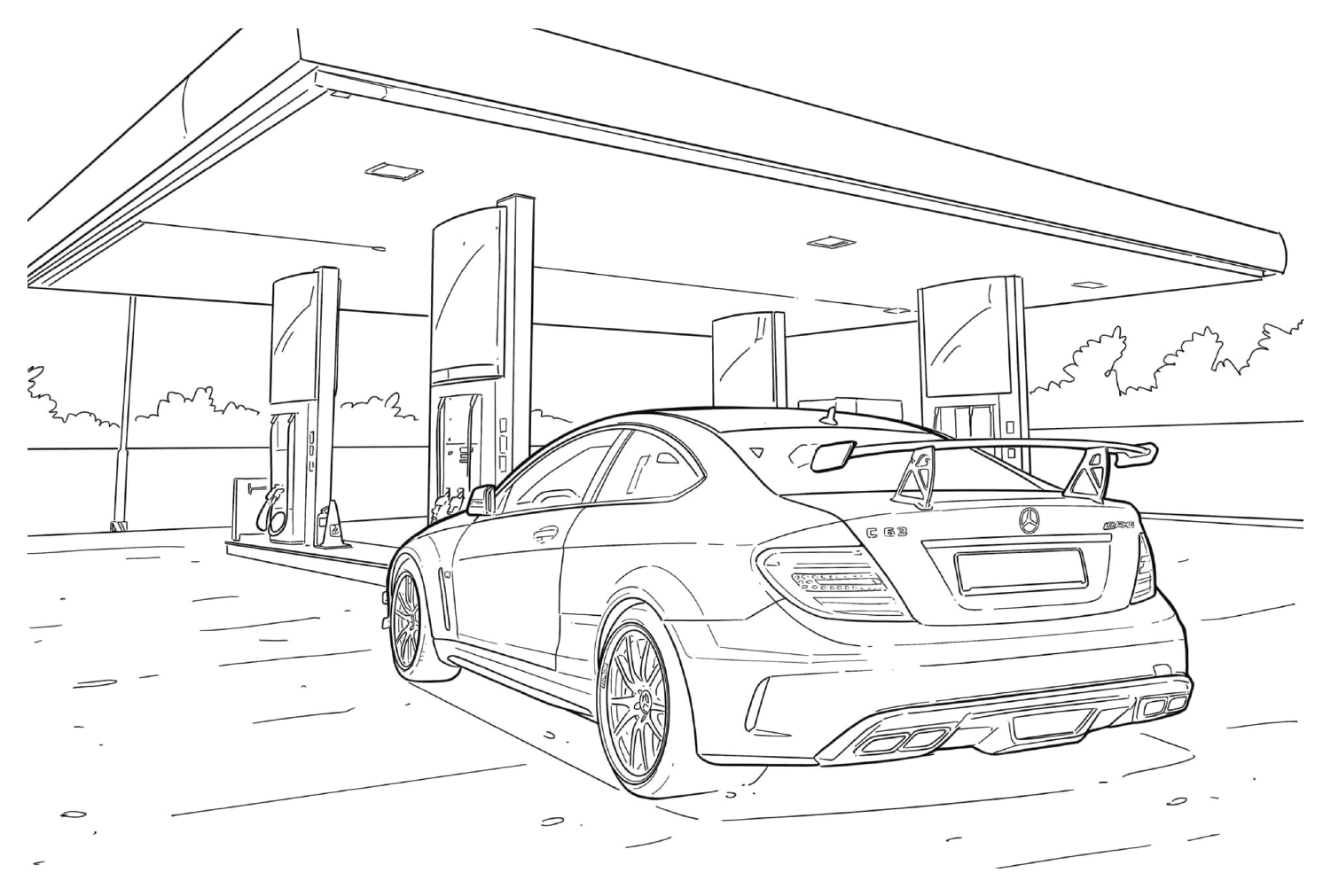 Mercedes-Benz C63 AMG Coloring Page from Mercedes-Benz