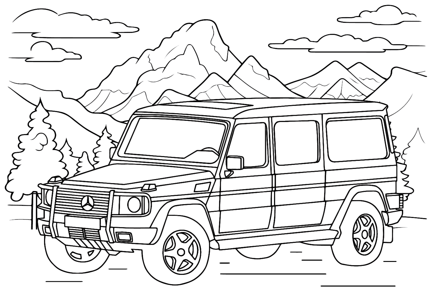 Mercedes-Benz G-Class SUV Coloring Page from Mercedes-Benz