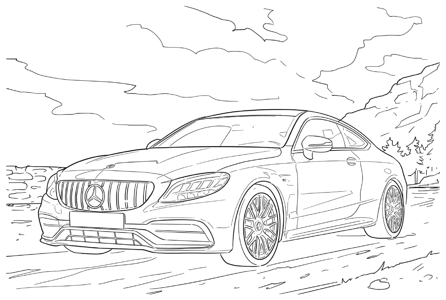 Mercedes-Benz Mercedes AMG GT-63 Coloring Page from Mercedes-Benz